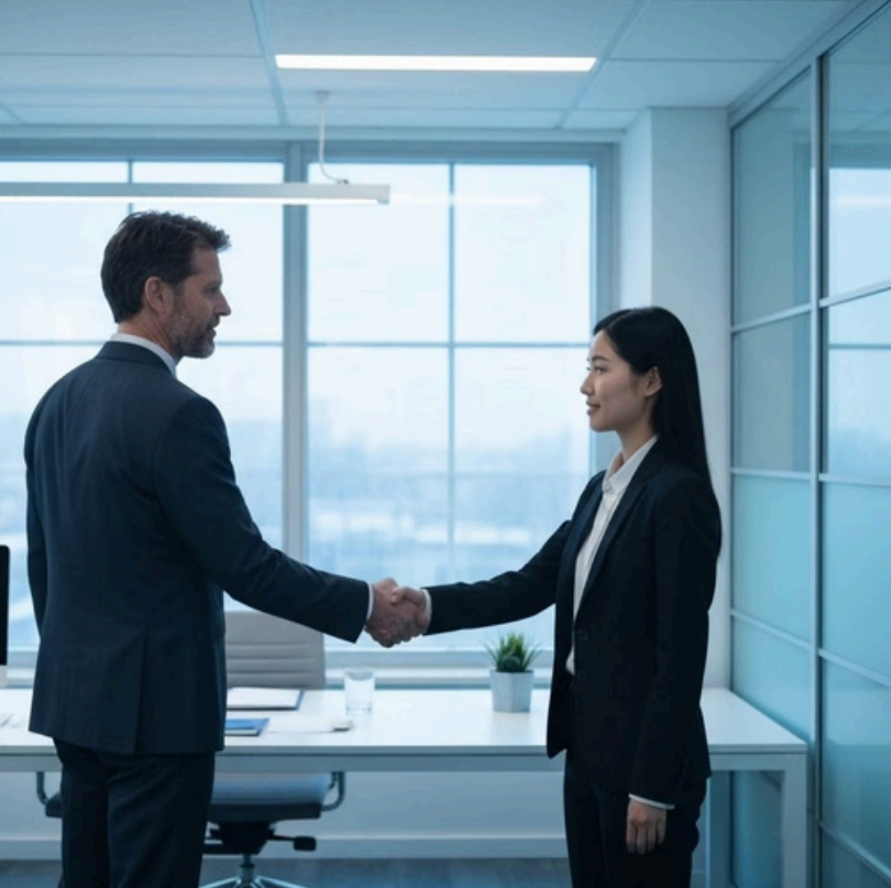 two people meeting in a office